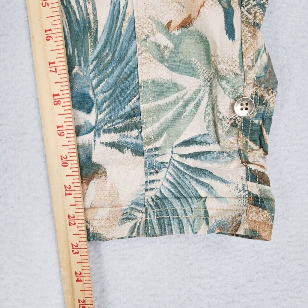 Chicos Pants Womens 00 Tan Green 2 Roll Hem Tropical Mid Rise Cropped Casual - Picture 6 of 11